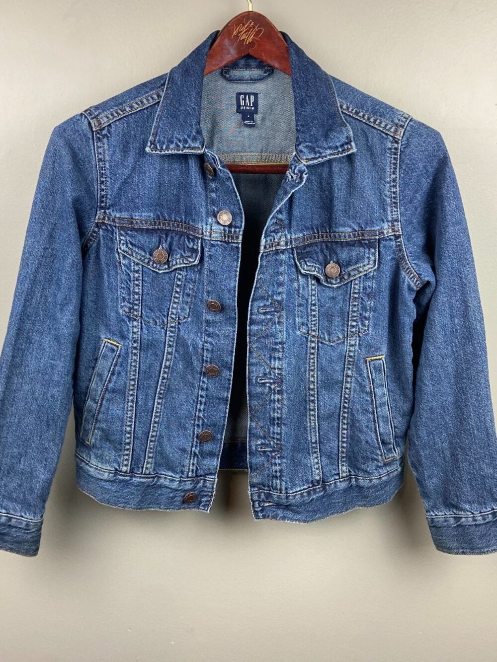 Gap Denim Medium Wash Jean Jacket Size Large 100% Cotton
